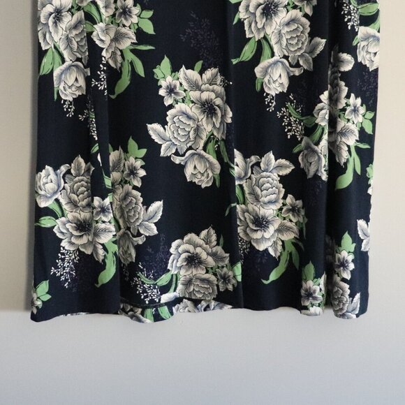 Loft Women's MP Blue Floral Short Sleeve Midi Stretch Crewneck Dress - Picture 7 of 9